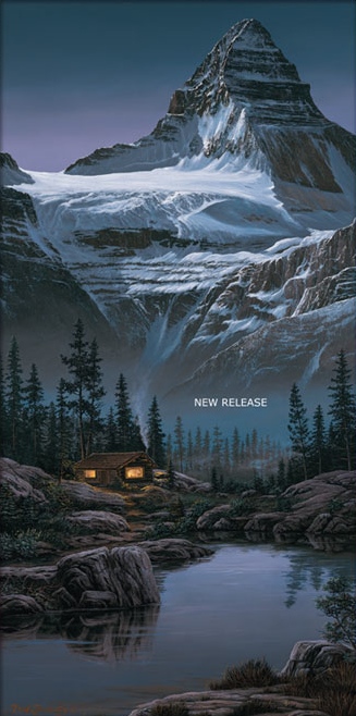 (image for) Handmade Oil painting for home canvas, oil painting framed canvas for living room Fred Buchwitz's Mt Assiniboine Grandeur